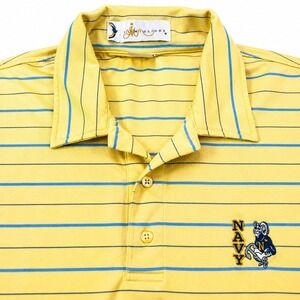 IL Migliore Mens Large Yellow Blue Striped Stretch Polo Shirt